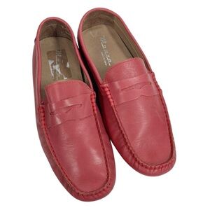 MONZA Italian Men's Pink Soft Leather Driving Loafer Rubber Treads Size 10